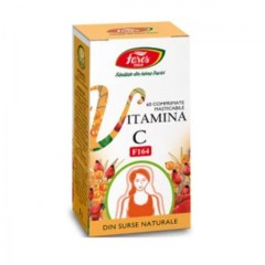 Vitamina C 500 din surse naturale, 60 comprimate masticabile, Fares